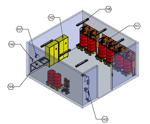 3D rendering of lube room